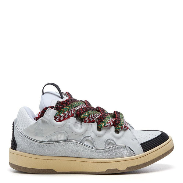 Lanvin Curb Skate Trainers Leather and Glitter White